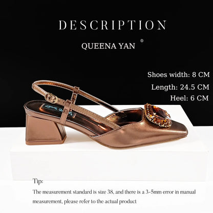 Queena Yan Italian Rhinestone-Studded Pointed-Toe High Heel Shoes or with Matching Bag Set – Stylish & Comfortable Women's shoe