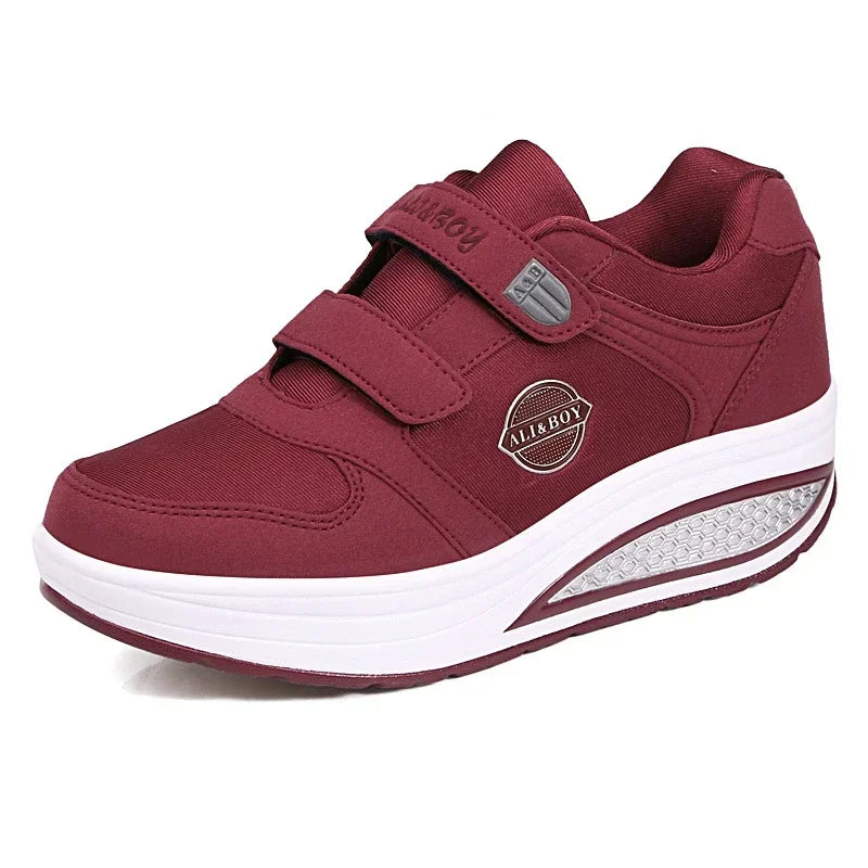 Women's Swing Sneakers Wedge Platform Toning Sports Shoes for Woman Breathable Slimming Fitness Rocking Mom Shoes Thick Sole
