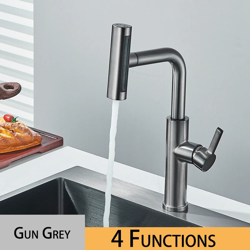 Wanmivezlo Kitchen Faucet Big Waterfall Spout Pull Out Sprinkler Single Handle Deck Mount Cold Hot Faucet