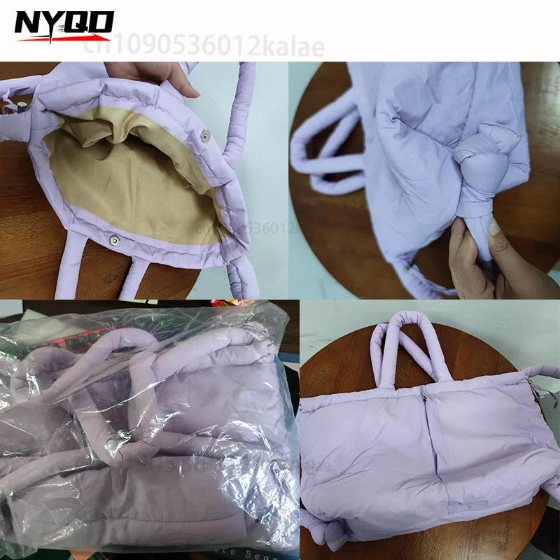 Simple Vintage Large Capacity Handbags Designer Soft Women Shoulder Crossbody Bags Casual Nylon Padded Tote Bag