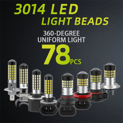 Jiachi 2PCS H1 H3 Replacement Bulb H7 H10 880 881 5202 Led Auto Fog Lamp 3014 78 Chip Daytime Running Light 6000K White 12-24V