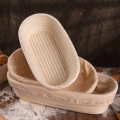 Oval/Round Bread Rattan Fermentation Basket Handmade Rattan Wicker Baking Bowl Kitchen Tool for Home Bakers Bread Baking Tools