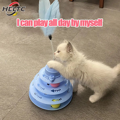 Funny 4-layer Rotatable Track Amusement Plate Cat Toy Amusing Cat Stick Cat Intelligence Interactive Training Balls Toys