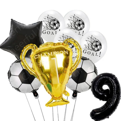 White Football Birthday Party Decorations Soccer Disposable supplies Tablecloth bag balloons children favors Kids Boys Baby game