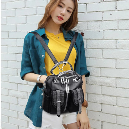 Women Leather Backpacks Vintage Female Shoulder Bag Design Travel Back Pack Lady Bagpack Mochilas School Bags For Teenage Girls