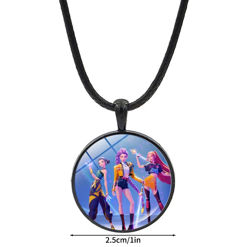 1-9PCS KPop Demo Hunters Keychain Tiger Saja Boy Cosplay Bag Hanging Pendant Anime Keyrings Bag Charms Xmas Gift Necklace Set