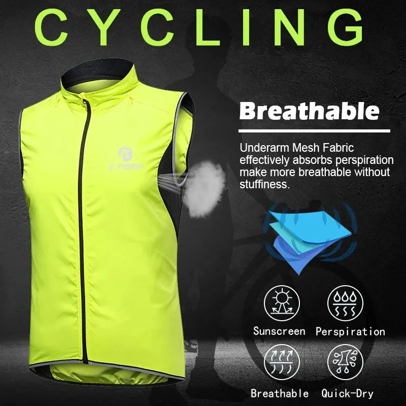 X-TIGER Cycling Vest Sleeveless Bicycle Reflective Windproof Uitra-Light Sun Protection Mountaineering Jacket Cycling Sportswear