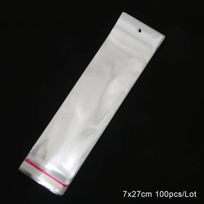 100pcs Multi Sizes Transparent OPP Bags With Hole Self Seal Clear Plastic Self Adhesive Cellophane Bag Food Storage Gift Package
