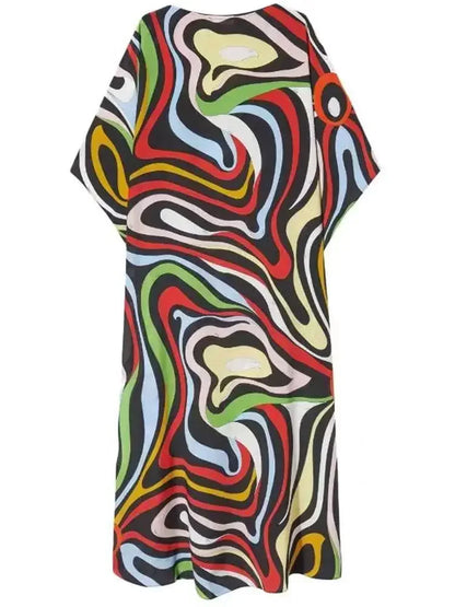 Y2K Style Cover-ups for Swimwear Women 2024 Summer New Print Loose Long Robe Sun Protection Beachwear Bathing Suit One Size