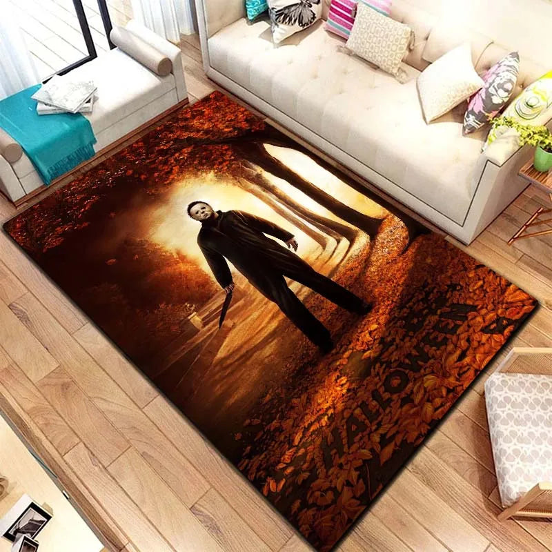 VIKAMA M-Michael Myers Horror Halloween Decorative Warmer Rug Home Living Room Bedroom Carpet Bathroom Kitchen Non Slip Carpet