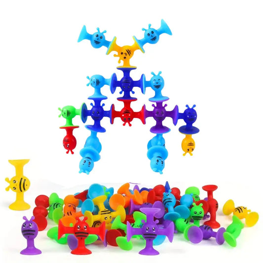Soft Building Blocks Suction Cup Toys DIY Puzzle Sticky Game Children Bath Toys Montessori Sensory Stress Release Toy for Autism