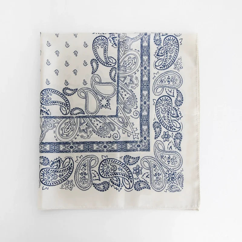 Retro Printed Silk Scarf Women's Square Scarfs 70cm Imitation Silk Scarf Shawl Turban Decorative Sun Protection