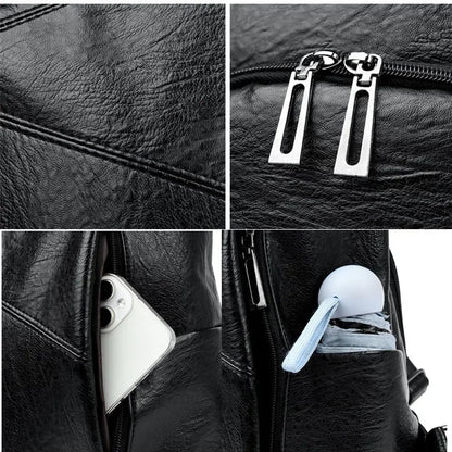 Women Large Capacity Anti Theft Backpack High Quality Leather Female Vintage School Bag Simplicity Leisure Ladies Travel Bagpack