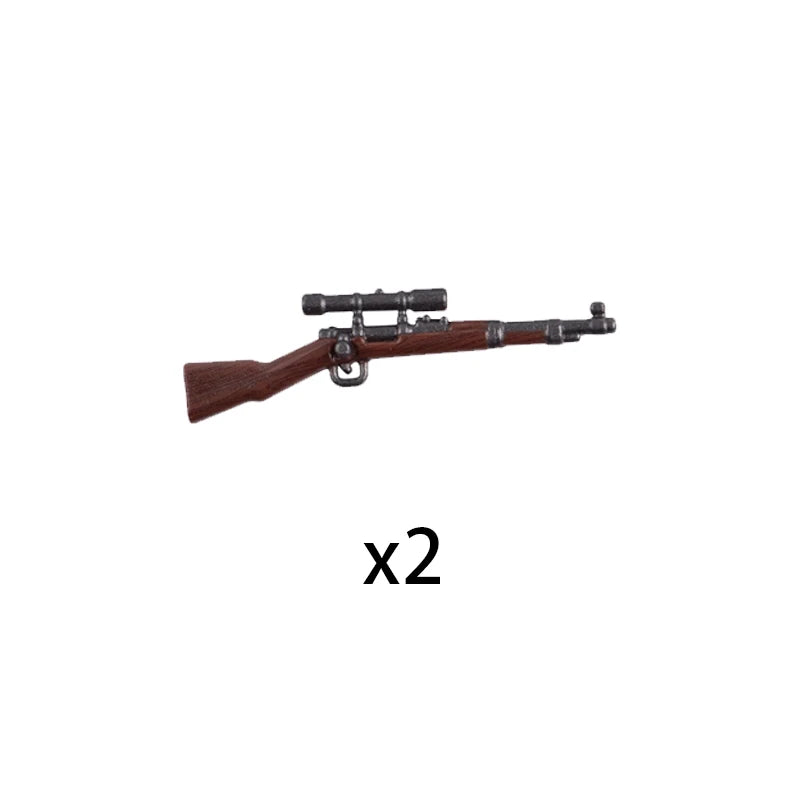 WW2 Military Accessories Wood Grain Guns Building Blocks Germany Soviet British Soldier Weapon Parts Rifle 98k Mini Bricks Toys