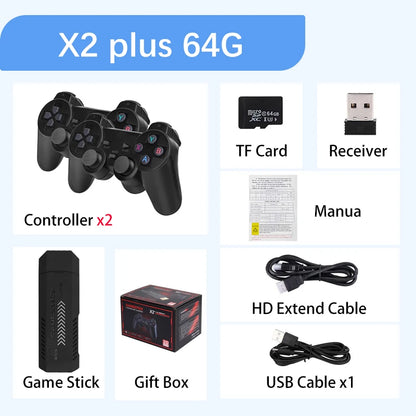 X2 Plus 128G 30000 Games 4K Game Stick 3D HD Retro Video Game Console Wireless Controller TV 50 Emulator For PS1/N64/DC GD10 Pro