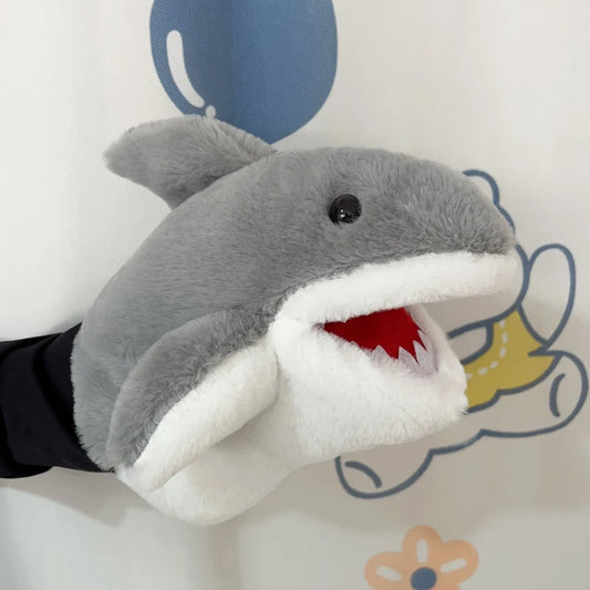 Stuffed Plush Animals Toys Hand Finger Story Puppet Kawaii Dolls Educational Toys Grey Shark Hands Kids Toy Birthday Gift