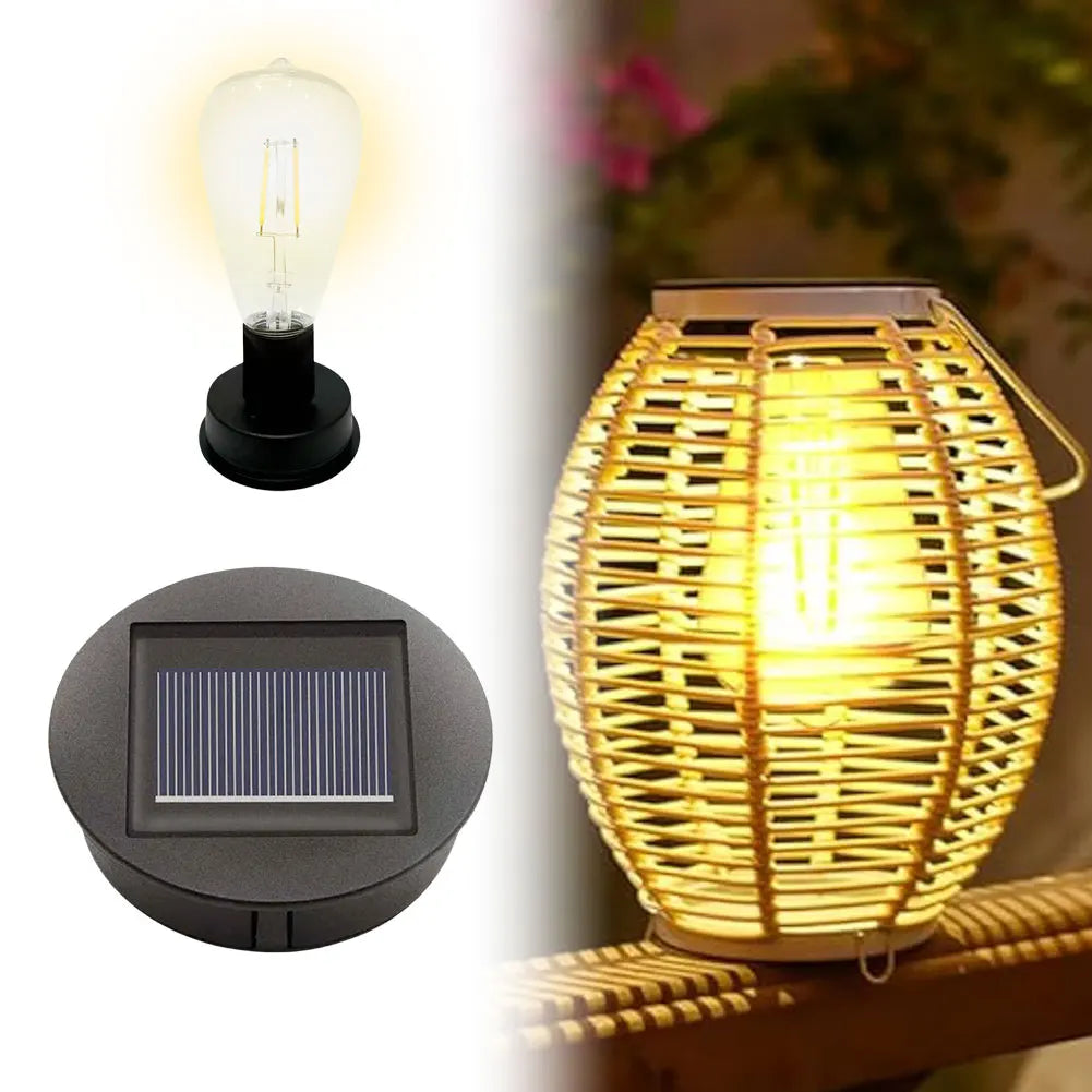 7cm Solar Lamp Base with LED Bulb Solar Lights Replacement Anto On & Off Atmosphere Decorate Light Holder for Outdoor Garden