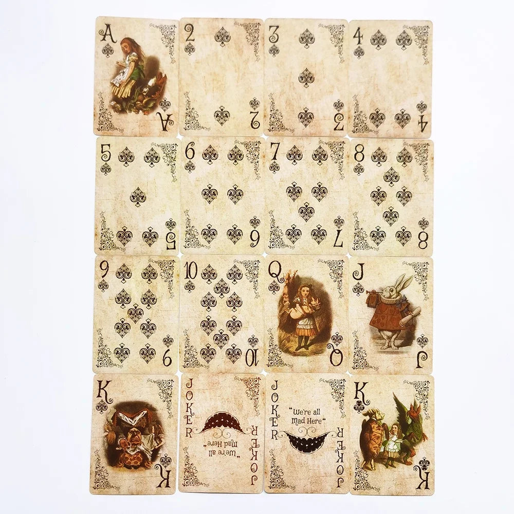 Vintage Retro Playing Cards Alice Game Poker Playing Cards Deck Board Games Poker Ideal for Themed Parties Props Theme and Games
