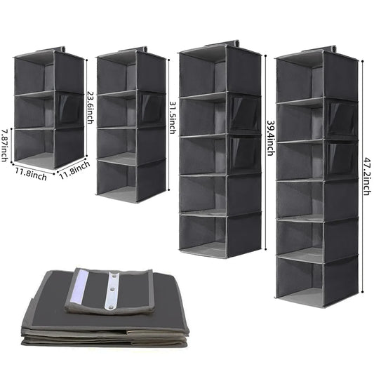 3/4/5/6 Layers Hanging Luggage Organizer Bag Large Capacity Foldable Clothes Storage Bag Portable Breathable Wardrobe Garment