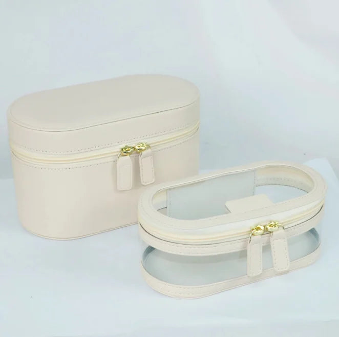 Travel portable multi functional fashionable makeup bag large capacity transparent cosmetic bag with small bag