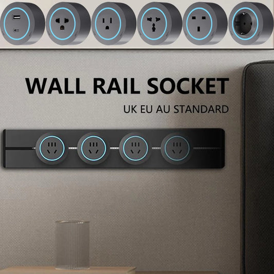 Rail Socket,UK EU US UN Standard Round Romovable Adapter Home Kitchen Meeting Wall Mounted/embedded Power Track Socket With Usb