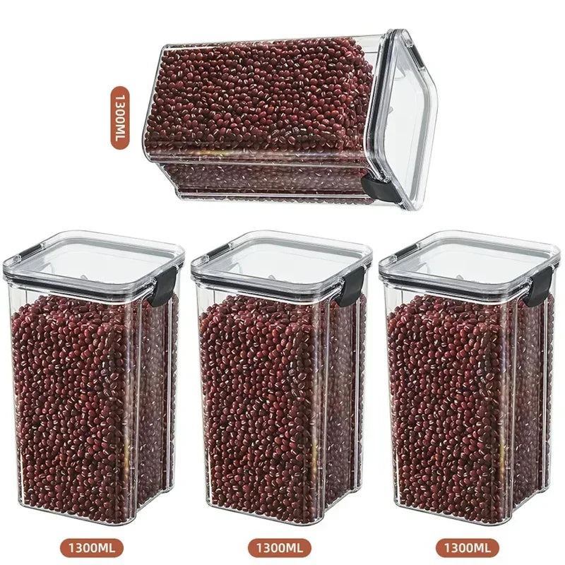 Sealed Jars Kitchen Grain Storage Organizer Large Tank Plastic Moisture-proof Storage Box Stackable Household Seasoning Jars Set