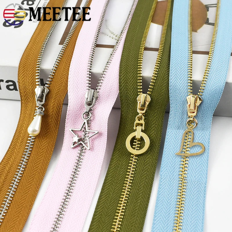 3Pcs Meetee 3# Metal Zippers Bag Zipper Closure 15-70cm Jacket Purse Easy Repair Zips Open/Close-End Coat Zip Sewing Accessories
