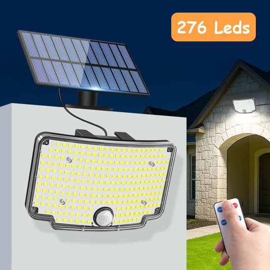 Solar Lamp Outdoor Solar Light IP65 Waterproof 1500mAh Remote Control Adjustable Angle 5 Meter Delay Wire for Gate Wall House