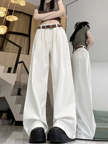 Khaki High Waist Straight Leg Wide Leg Pants Loose Slimming Workwear Casual Pants Spring Autumn Long Pants Retro Women Pants