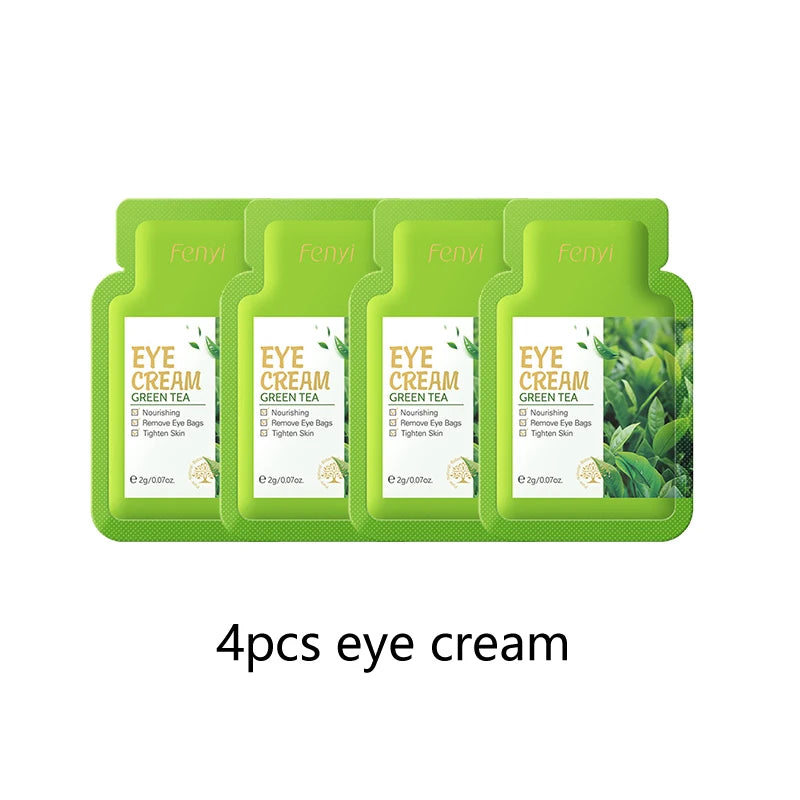 4pcs Green Tea Skin Care Sets Trial Pack Korean Cosmetics Acne Treatment Face Cream Eye Cream Face Care Set For Women Sakura Kit