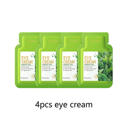 4pcs Green Tea Skin Care Sets Trial Pack Korean Cosmetics Acne Treatment Face Cream Eye Cream Face Care Set For Women Sakura Kit