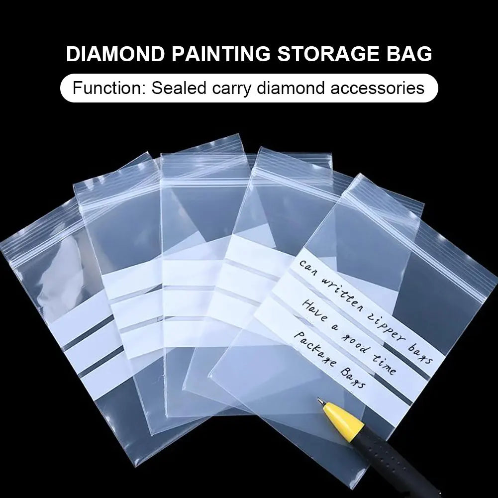100Pcs/set  Writable Dense Ziplocks Bag Sealed to Protect Thick Diamond Painting Bag Diamond Painting Accessory