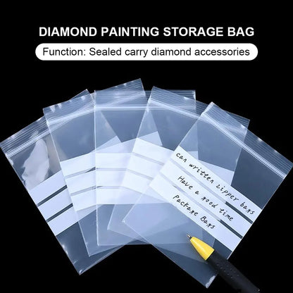 100Pcs/set  Writable Dense Ziplocks Bag Sealed to Protect Thick Diamond Painting Bag Diamond Painting Accessory