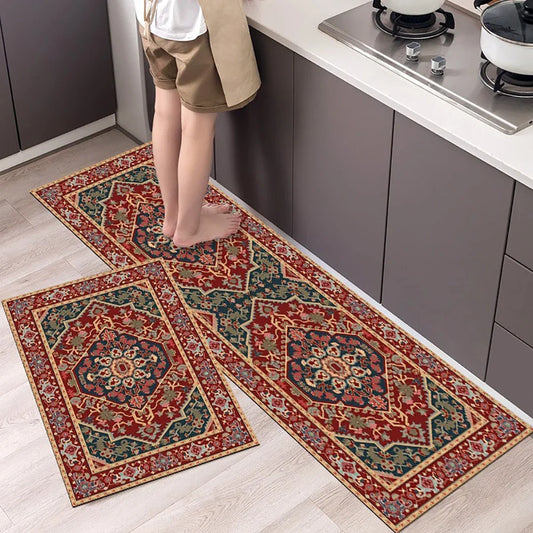 VIKAMA Modern Retro Light Luxury Premium Feeling Floor Mats Non-slip Durable Living Room Kitchen Bathroom Home Decoration