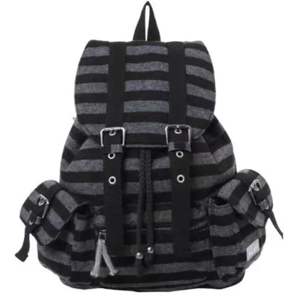 Striped Backpack Jeans Same Japanese And Korean Functional Casual Plaid Backpack Large Capacity Couple Crossbody Bag Backpack