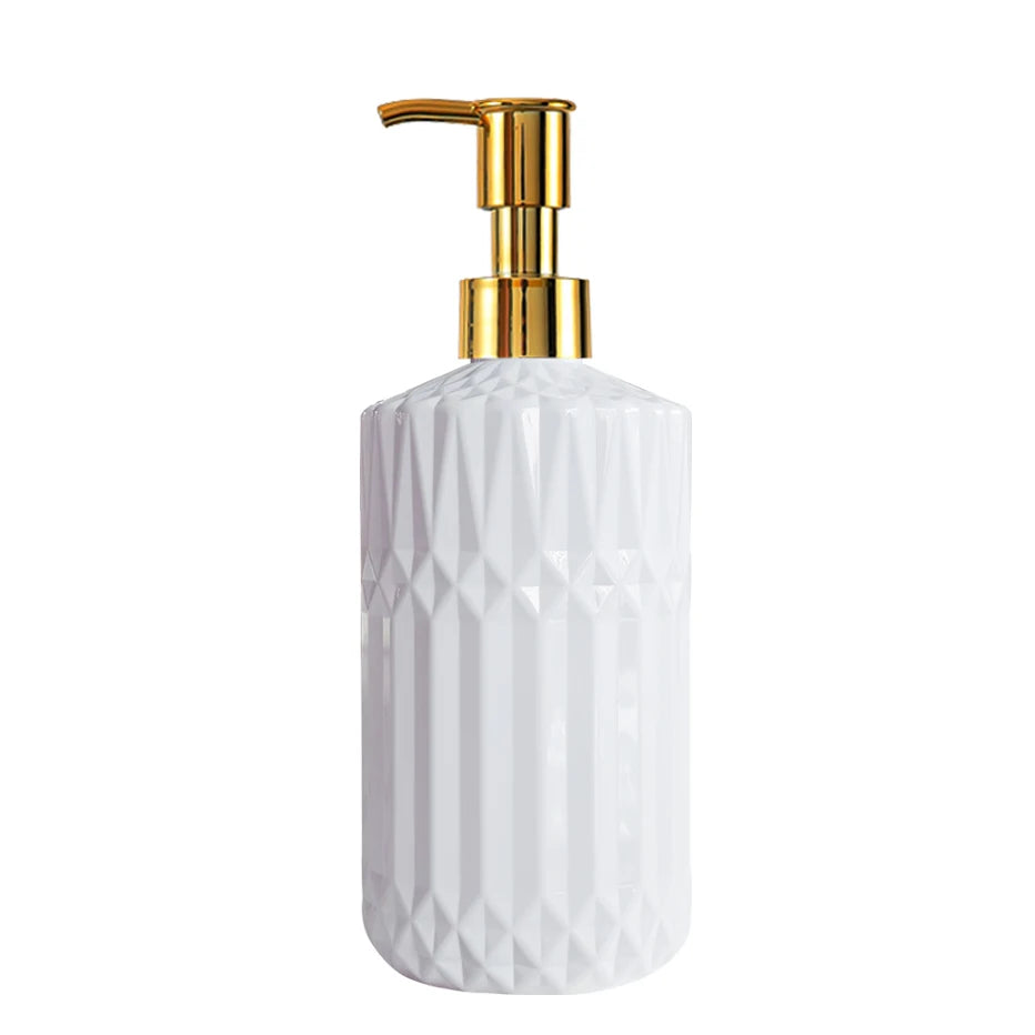 Soap Dispenser Rhombus Lotion Bottle Bathroom and Kitchen Sink Dish Soap Hands Soap Shampoo Container with Silicone Tray Tags