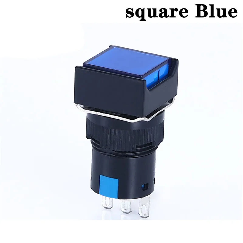 1NO1NC/2NO2NC 6.3V 12V 24V 220V Momentary Illuminuted Maintain Push Button Switches 16MM Latching Push Button Lamp LED