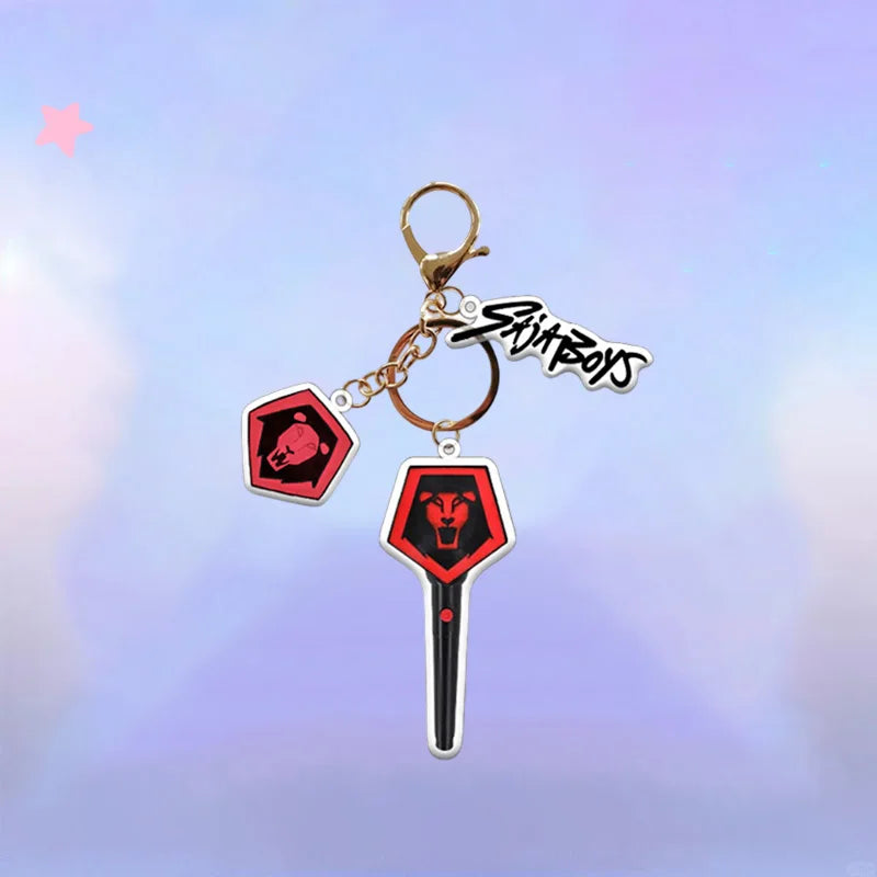 1-9PCS KPop Demo Hunters Keychain Tiger Saja Boy Cosplay Bag Hanging Pendant Anime Keyrings Bag Charms Xmas Gift Necklace Set