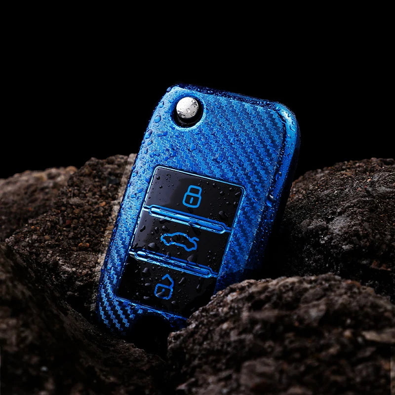TPU Carbon Fiber Car Flip Key Case Cover Bag Holder Keychain for Roewe RX5 MG3 MG5 MG6 MG7 MG ZS GT GS 350 360 750 W5