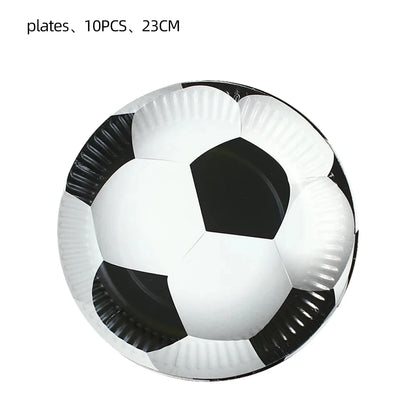 White Football Birthday Party Decorations Soccer Disposable supplies Tablecloth bag balloons children favors Kids Boys Baby game