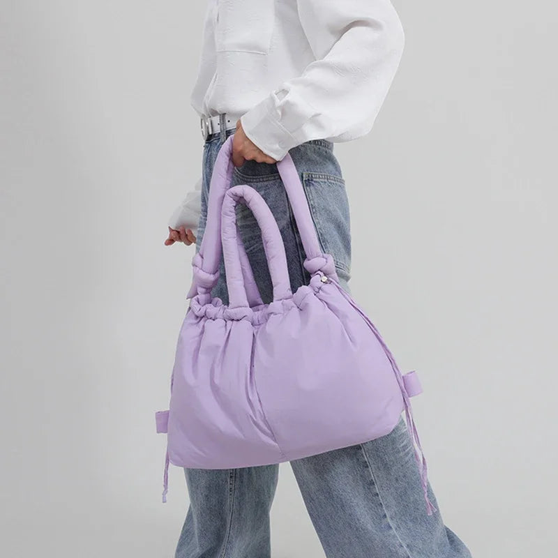 Simple Vintage Large Capacity Handbags Designer Soft Women Shoulder Crossbody Bags Casual Nylon Padded Tote Bag