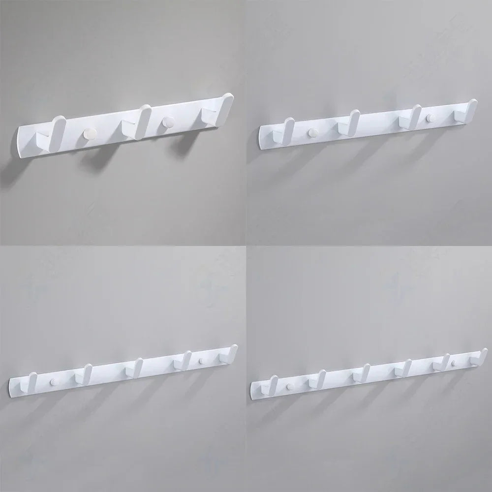 Wall Hanger Coat Hook Clothes Towel Holder White Aluminum Toliet Hallway Hooks Hanging Shelf Bathroom Kitchen Accessories