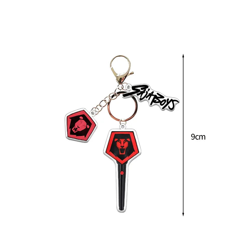 1-9PCS KPop Demo Hunters Keychain Tiger Saja Boy Cosplay Bag Hanging Pendant Anime Keyrings Bag Charms Xmas Gift Necklace Set
