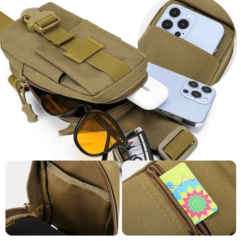 Tactical Fishing Chest Bag Outdoor Men Shoulder Bag Mobile Phone Pouch Sports Storage Bag Outdoor Hiking Hunting Fanny Pack
