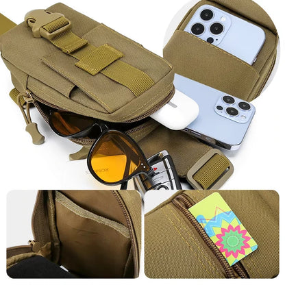 Tactical Fishing Chest Bag Outdoor Men Shoulder Bag Mobile Phone Pouch Sports Storage Bag Outdoor Hiking Hunting Fanny Pack