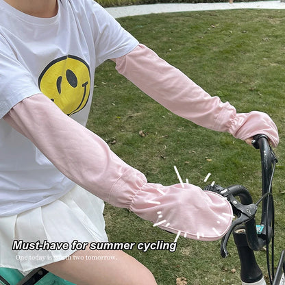 Sun Protection Ice Sleeve Gloves UV Protection Women Summer Driving Cycling Arm Sleeves Adjustable Cuffs Loose