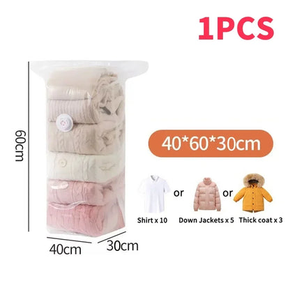 1-5pcs Thick Vacuum Compression Bag No Need Pump Cubic Large Plastic Vacuum Bags Quilt Clothes Storage Bags Travel Packing Bag