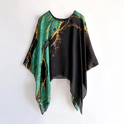 2024 New Poncho Cloak Thin Scarf Women Simulated Silk Pullover Versatile Scarves Shawls Sun Protection Clothing Beach Clothes