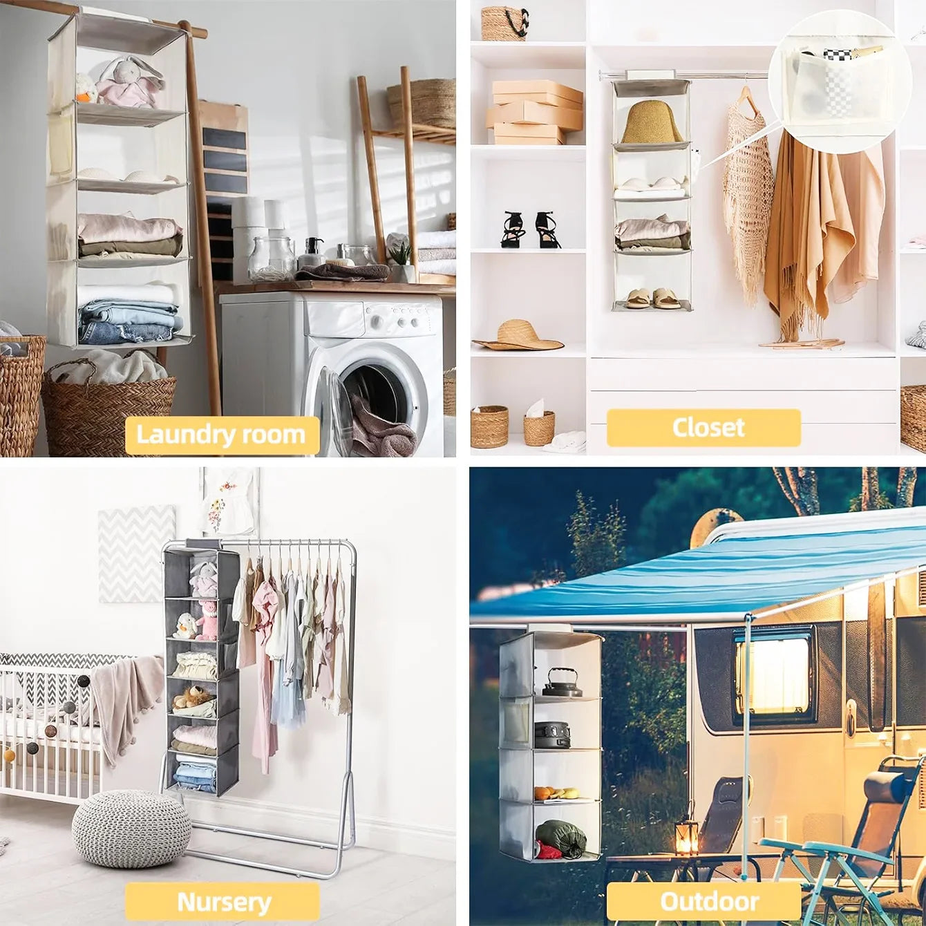 3/4/5/6 Layers Hanging Luggage Organizer Bag Large Capacity Foldable Clothes Storage Bag Portable Breathable Wardrobe Garment