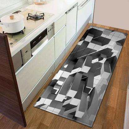 Sci-fi Geometric Square Pattern Home Kitchen Floor Mat Door Front Decoration Floor Mat